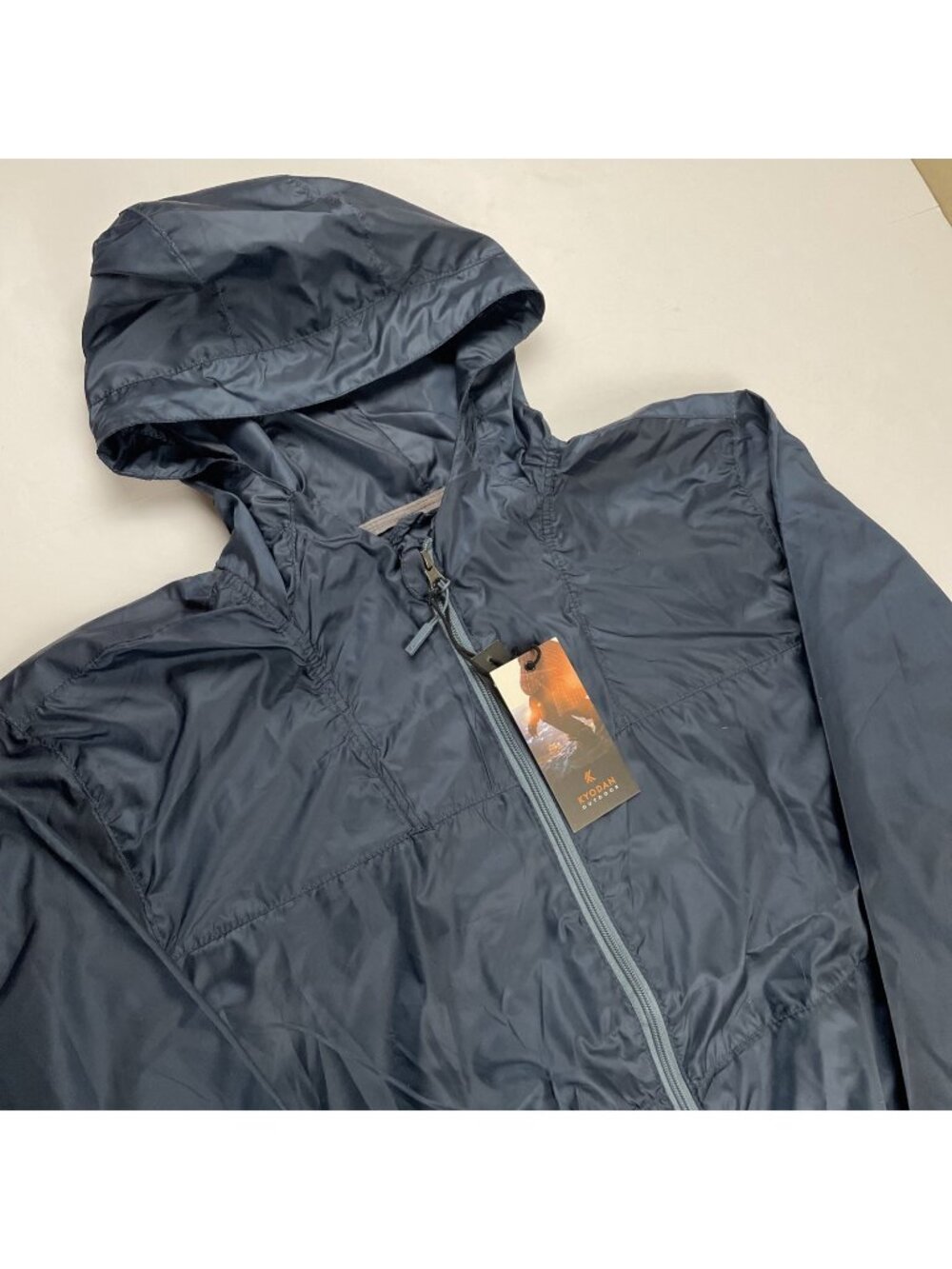 Kyodan Outdoor Packable Windbreaker Jacket Men's XL Full Zip Hooded Lightweight